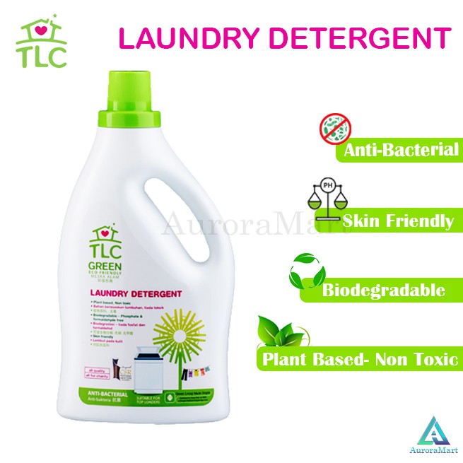 TLC GREEN Plant Based Biodegradable Laundry Liquid Detergent 2L AntiBacterial Non toxic Skin