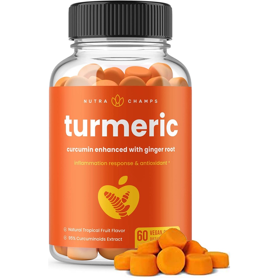 Turmeric Curcumin with Ginger Gummies Natural, Vegan, Chewable Gummy