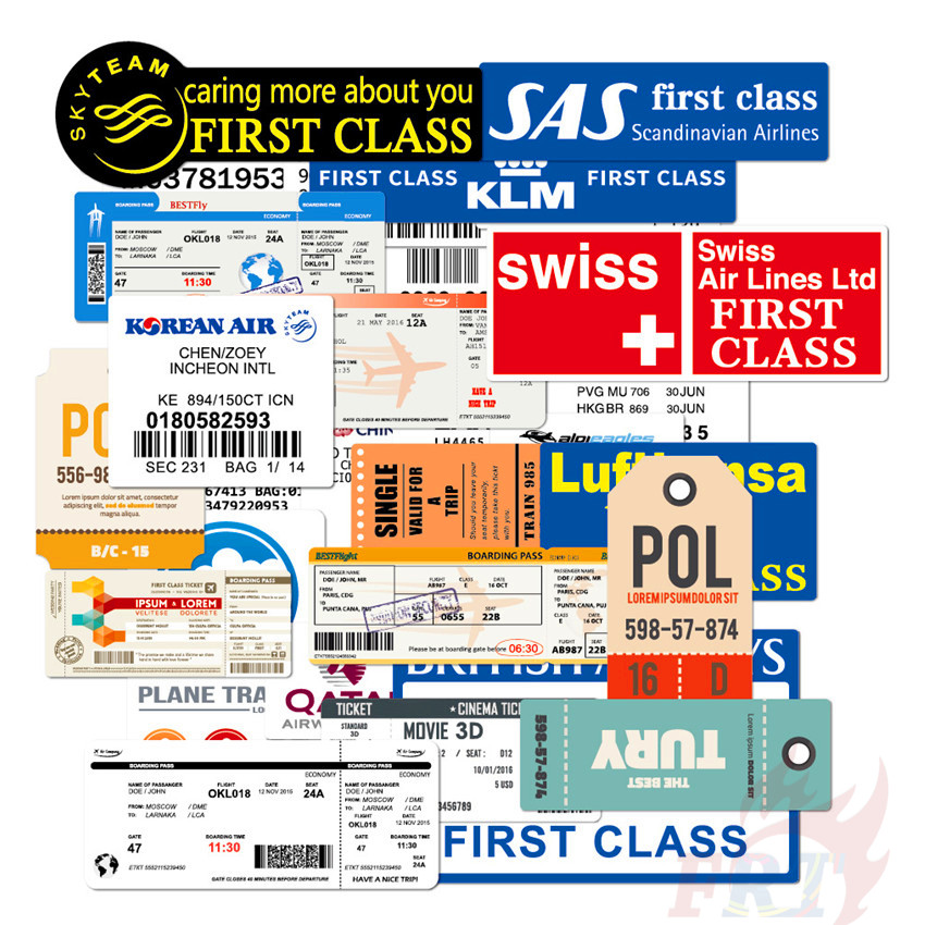 30Pcs/Set ❉ Airlines Flight Series 03 - Airline Company Tickets Air Boarding Pass Tickets Stickers ❉ DIY Fashion Mixed Waterproof Doodle Decals Stickers