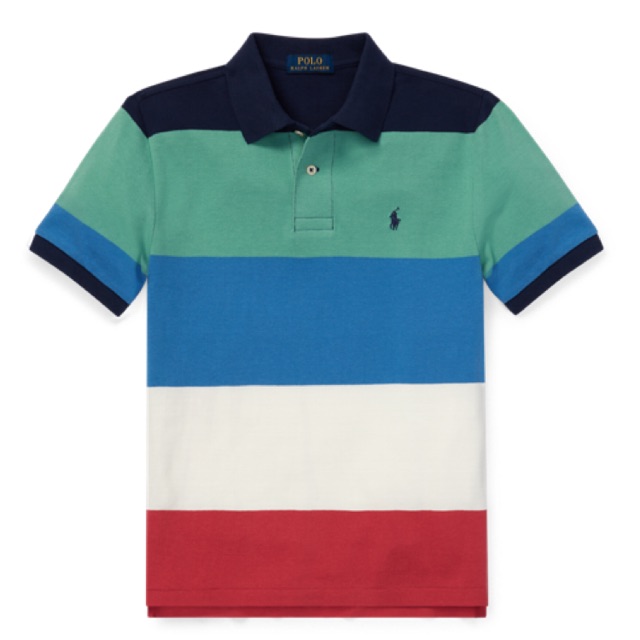 striped cotton mesh polo shirt