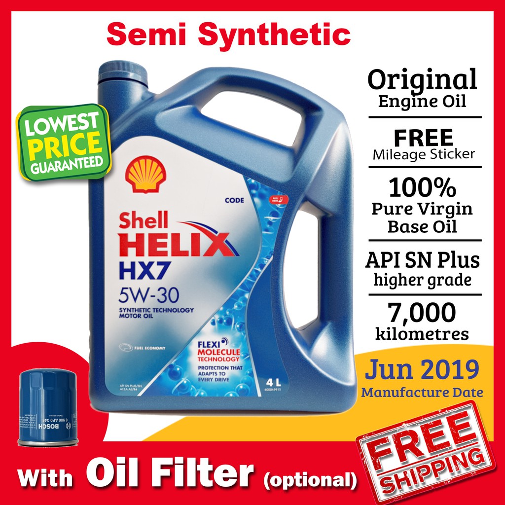 Shell Helix HX7 5W30 (5W-30) Semi Synthetic Engine Oil 4L 