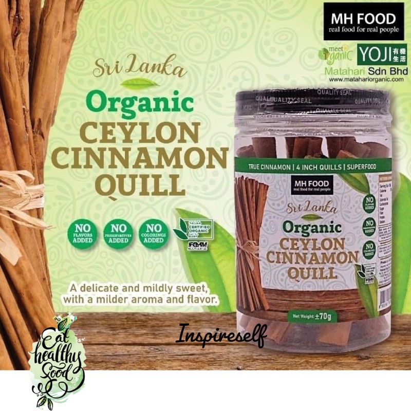 MH Food Sri Lanka Organic Ceylon Cinnamon Quill 70g Kayu Manis
