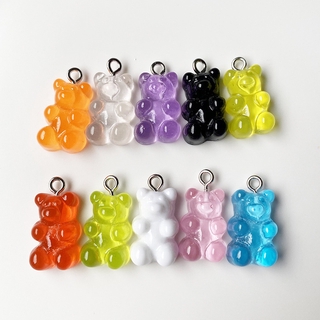 Cute Gummy Bear Pendant Charms for Necklace Bracelet Earrings Jewelry DIY Findings Resin Bears 17x11mm