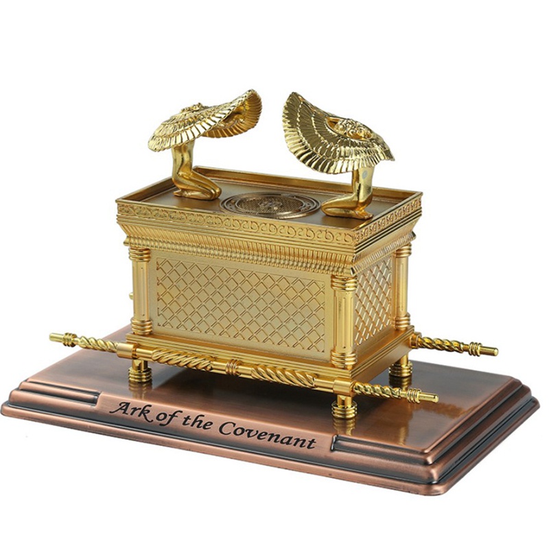 The Ark of the Covenant Replica Statue Gold Plated With Ark Contents Aaron Rod