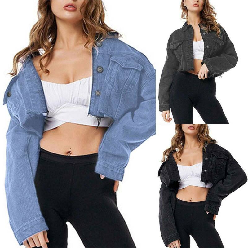 plus size denim crop jacket