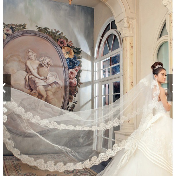 ivory lace wedding veil