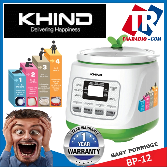 Khind Baby Porridge Cooker Auto Keep Warm Microcomputer Control Khi Bp 12 Shopee Malaysia