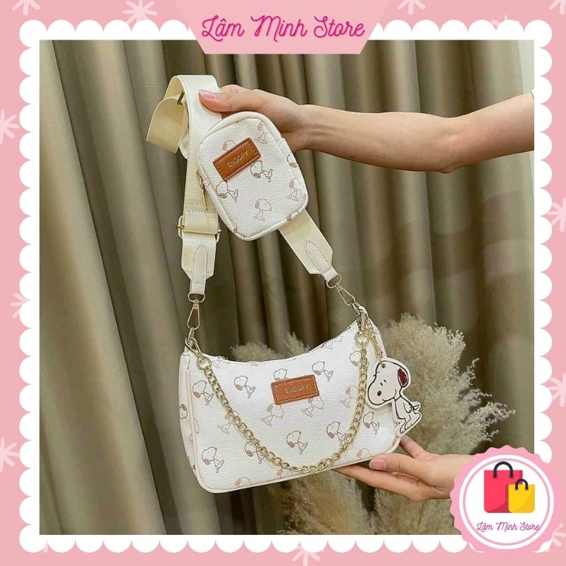 Women's armpit bag with small wallet snoopy crossbody bag with cute dog pattern soft skin very pretty TXCC 401