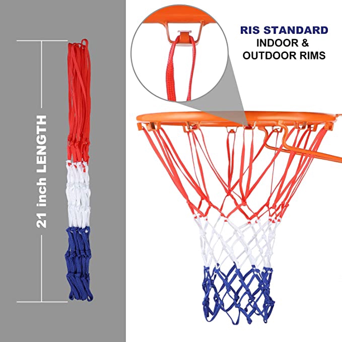 Jixing Professional 12 Loop Heavy Duty Basketball Net Fits Standard Indoor or Outdoor Basketball Hoop,White,50cm 