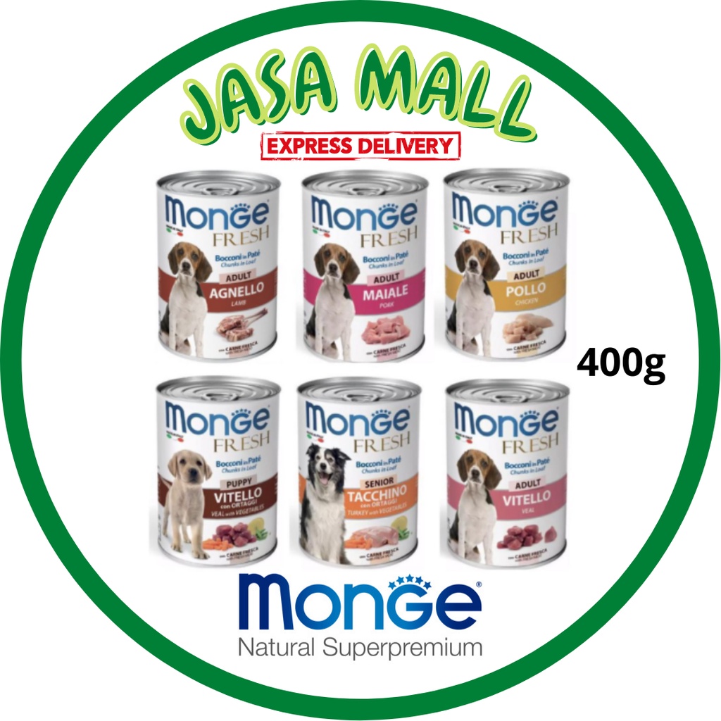 [Ready Stock] Monge Fresh Dog Canned Food For Adult / Puppy 400g