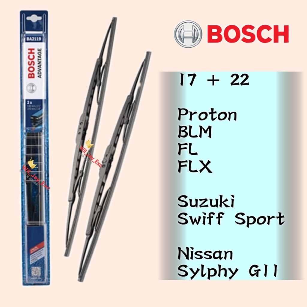 BOSCH WIPER BA17+22 ADVANTAGE WIPER BLADE SAGA VVT BLM FL FLX ,SWIFT