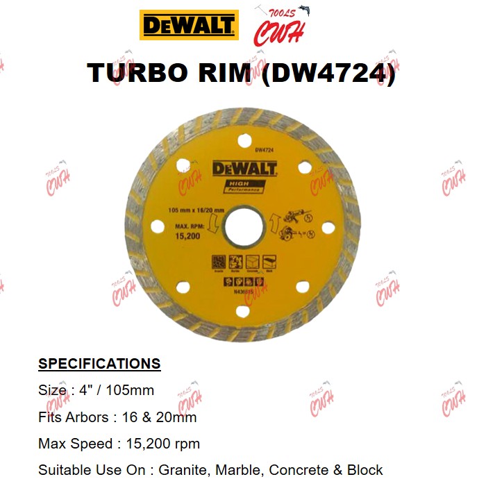 Fits Exakt Dc270 Details about   110mm x 20mm Bore Turbo Diamond Disc Dewalt DWC410 & GMC 1250