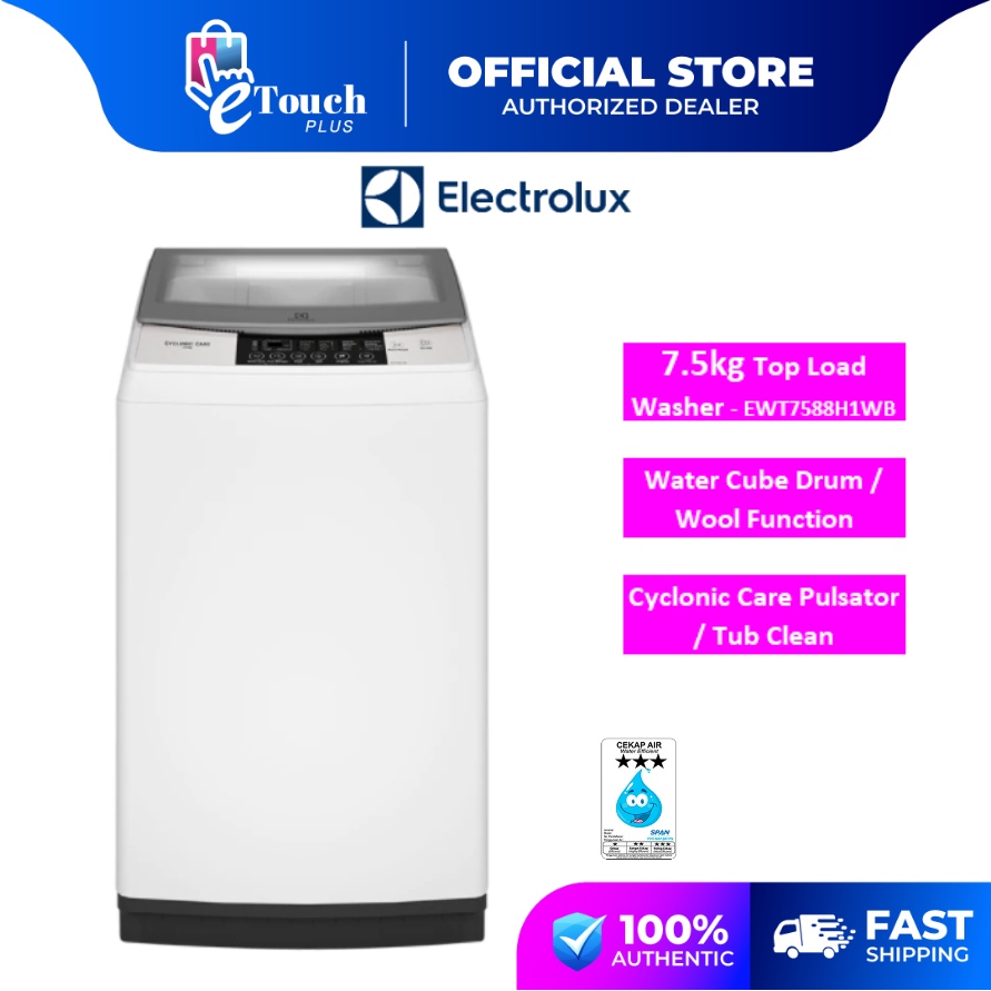 Electrolux 7.5kg Washing Machine Cyclonic Care Top Load Fully Auto