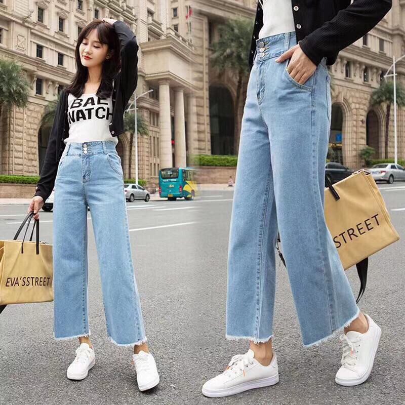 🌸READY STOCK🌸Korean style high waist wide-leg jeans women's Clothes