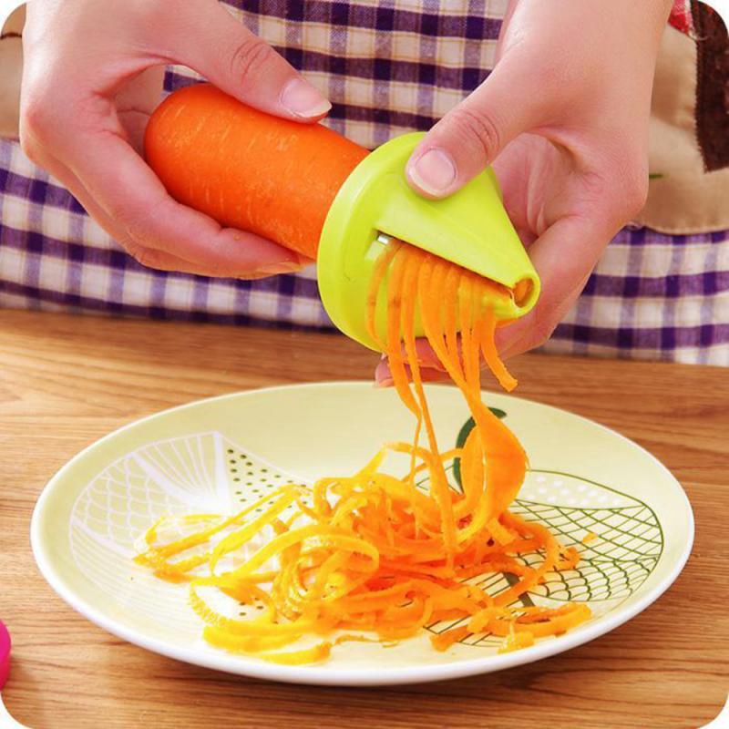 2 Colors Eco-Friendly Vegetable Spiral Cutter/ Funnel Model Cucumber Grinder/ Carrot Shredded Device Kitchen Gadget