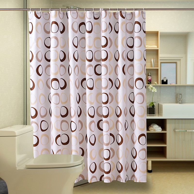 Tulip Print Bath Shower Curtain Thick Waterproof Polyester Fabric 2M Long White 