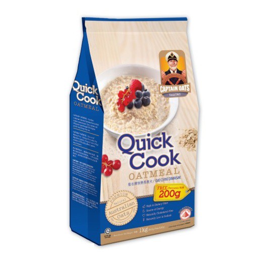 CAPTAIN Oats - Quick Cook 800g FREE 200g | Shopee Malaysia