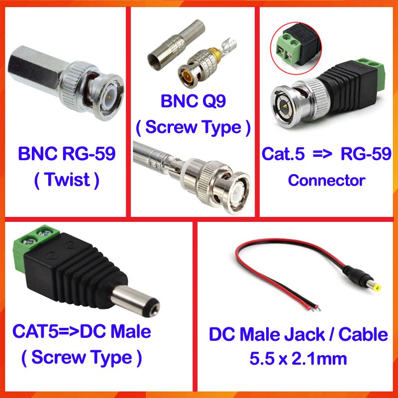 BNC RG59 Coaxial Twist Connectors Plus DC MALE Plug For Camera LED Strip Electronic Devices