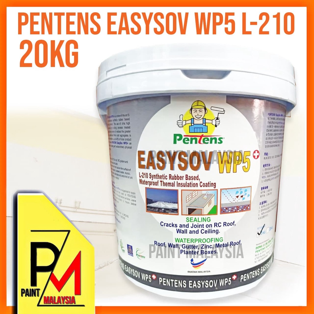 PENTENS EasySov WP5+ L210 Synthetic Rubber Based Waterproof Thermal Insulation Coating 20KG