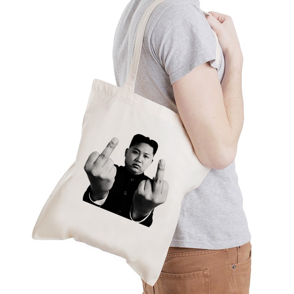 Kim Jong-un-Finger Canvas Bag Shopping Off-White Jong-un Jong-