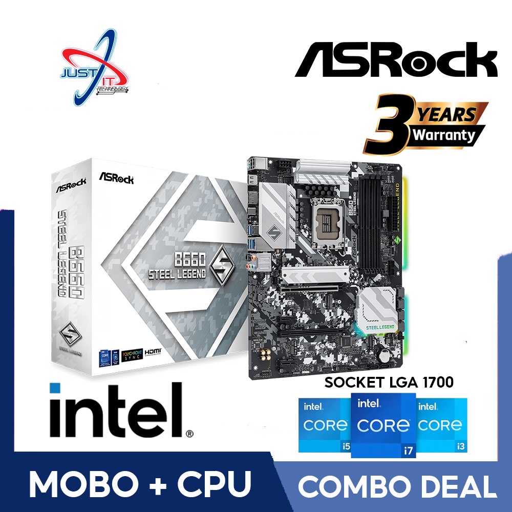 ASROCK STEEL LEGEND B660 LGA1700 GAMING Mainboard Combo Deal Intel I5 12400 I5 12400F Shopee 