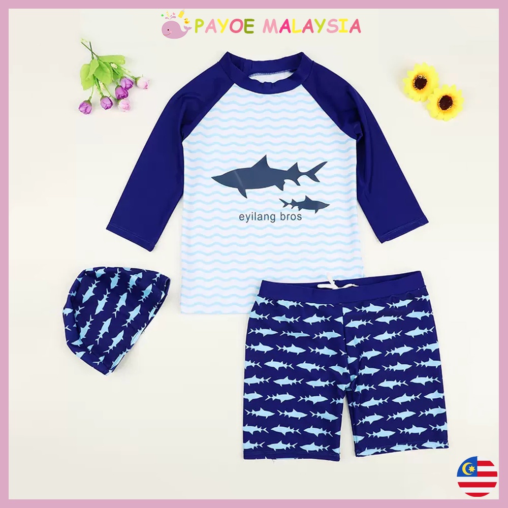 PAYOE 210Years 3Piece Kids Swimsuit Baby Cartoon Swimming Suit Boys