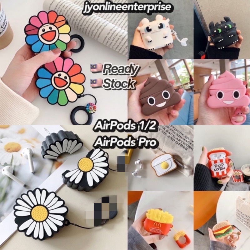 Ship From KL Airpods Pro Hard Case Airpod Case 1 2 inpod 13 |Cute Case Shockproof Case Burger Fries Cute Poops Dragon