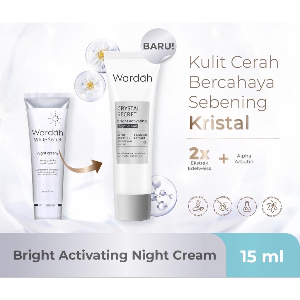 Wardah Crystal Secret Bright Activating Night Cream 15ml (New White ...