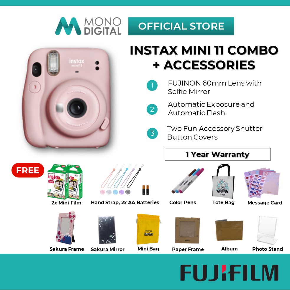 Fujifilm Instax Camera Mini 11 Instant Camera Combo Kit Package