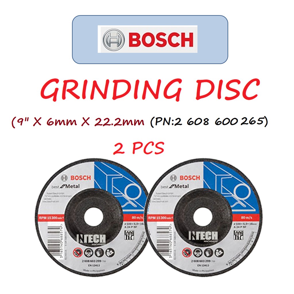 Bosch Grinding Disc 9 X 6mm X 22 2mm 2 Pcs Pn 2 608 600 265 Shopee Malaysia