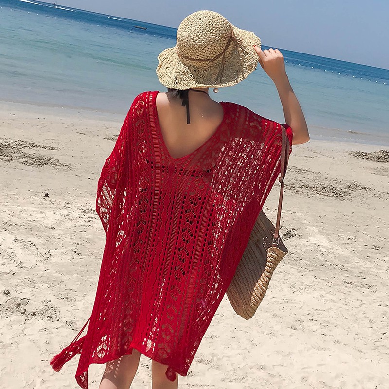 Korean Lace Long Beachwear Women Casual Outerwear Summer Loose Beach