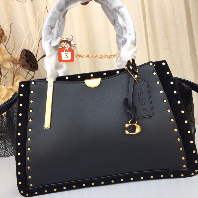 Coach Border Rivets Mixed Leather Dreamer Satchel atelieryuwa.ciao.jp