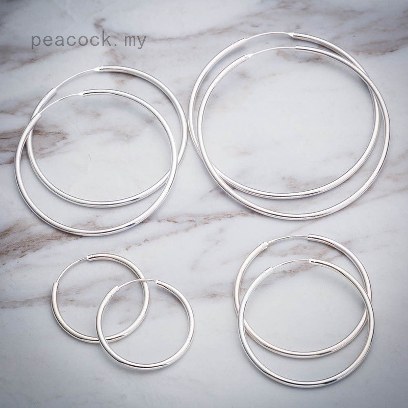 925 Sterling Silver Women Fashion Big Circle Hoop Studs Dangle Earrings Ear Studs Statement Jewelry