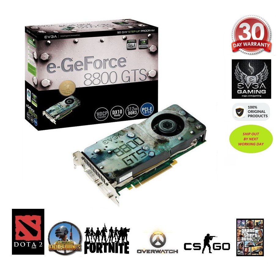 Evga Nvidia Geforce 00gts 256 Bit Gddr3 Factory Oc Pcie Graphics Card K O Gts 450 Gts 250 Hd5750 Shopee Malaysia