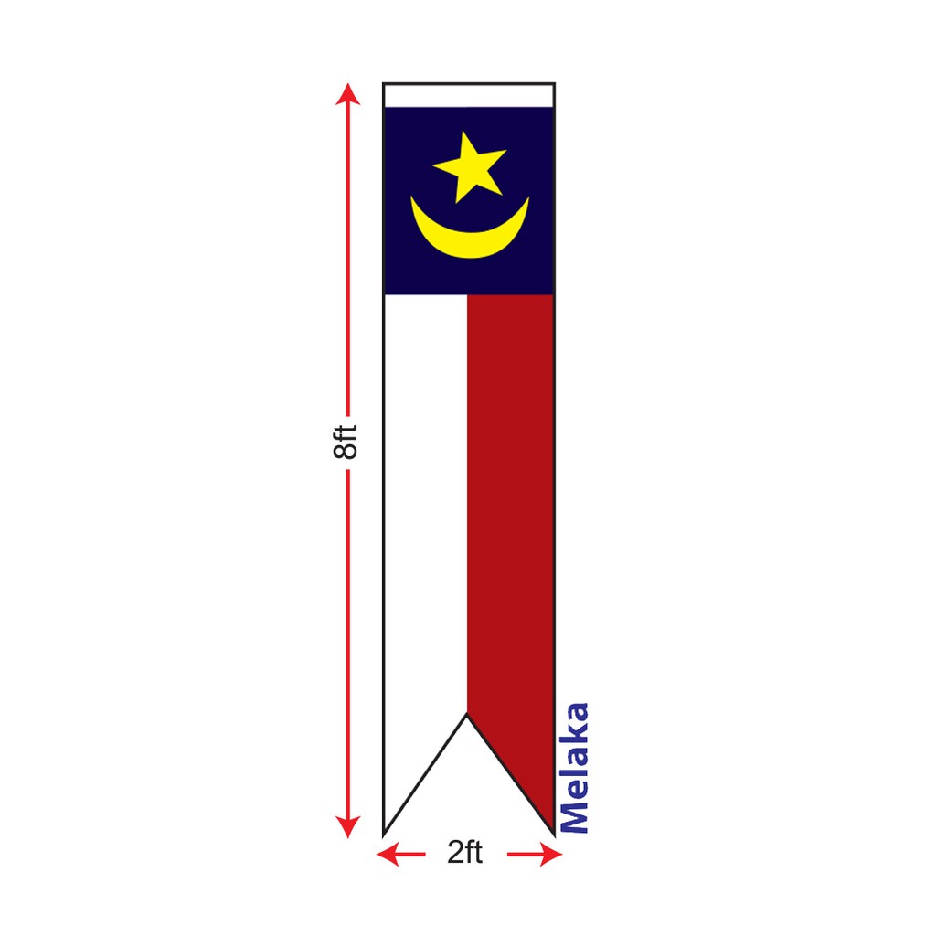 Melaka Flag 2x8ft Banner Bendera Melaka 2x8ft Polyester Shopee Malaysia