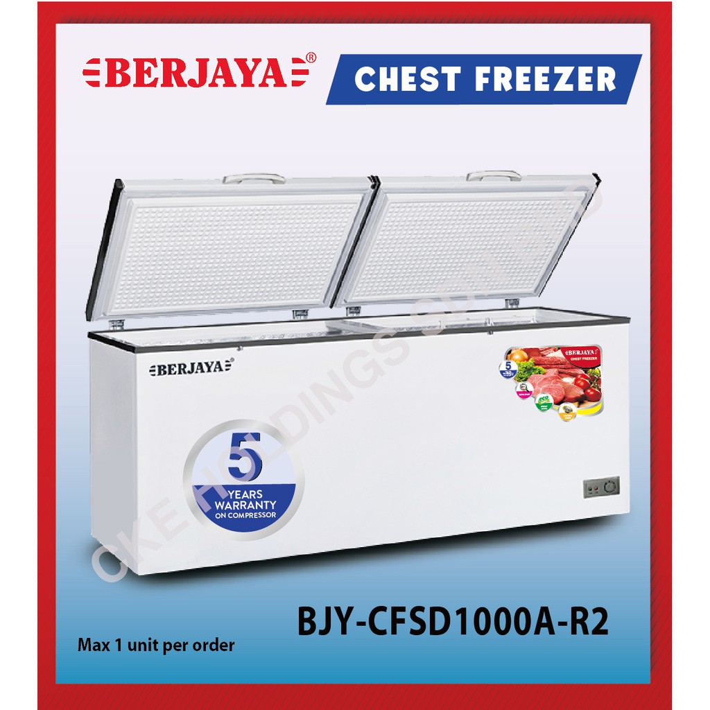 Extra Large Berjaya Premium 1000l Chest Freezer Bjy Cfsd1000a R2 White 5 Years Compressor 4243