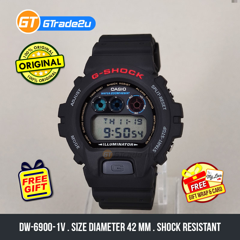 G Shock Men Dw 6900 1d Dw 6900 1 Digital Bulat Basic Watch Black Resin Band Ready Stock Shopee Malaysia