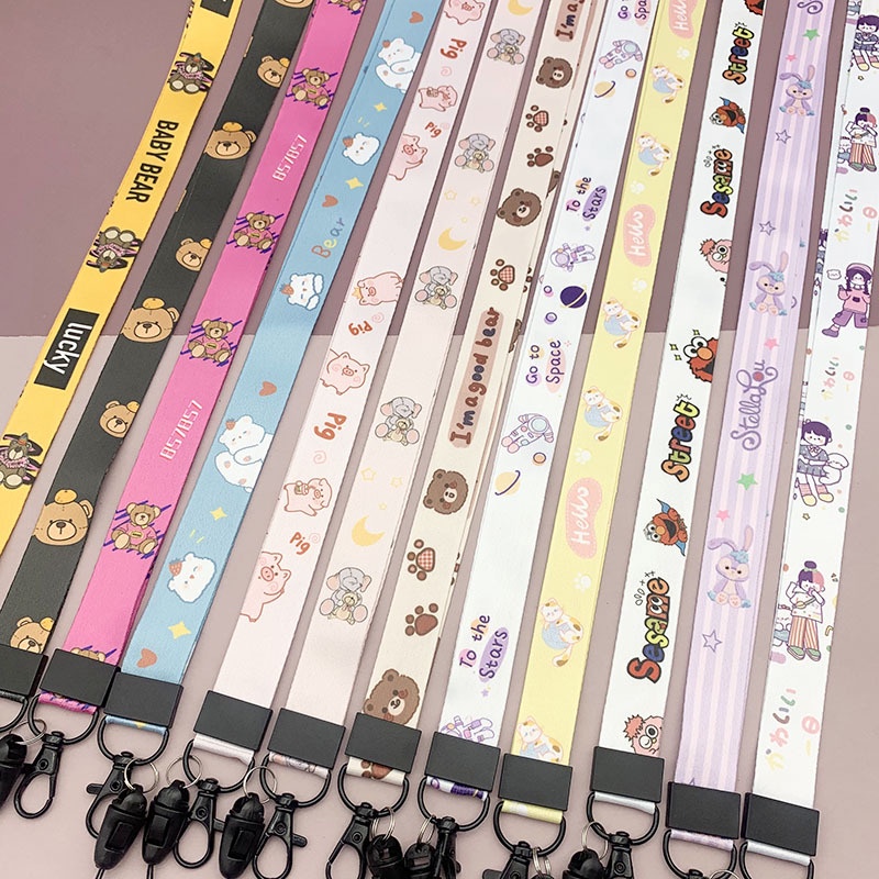 Cute Cartoon Mobile Phone Long Lanyard Card Cover Rope Work Card Rope Hanging Neck Anti-lost Key Rope Key Chain Sling ID Lanyard