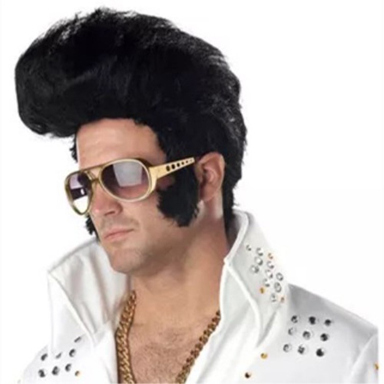 Festival Performance Elvis Wig Men S Black Short Curly Hair