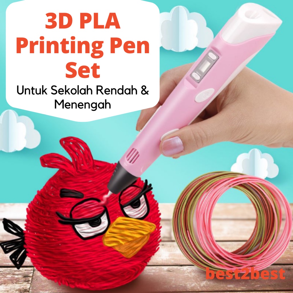 3D PLA Printing Pen Set with LCD Adjustable Temperature for V2