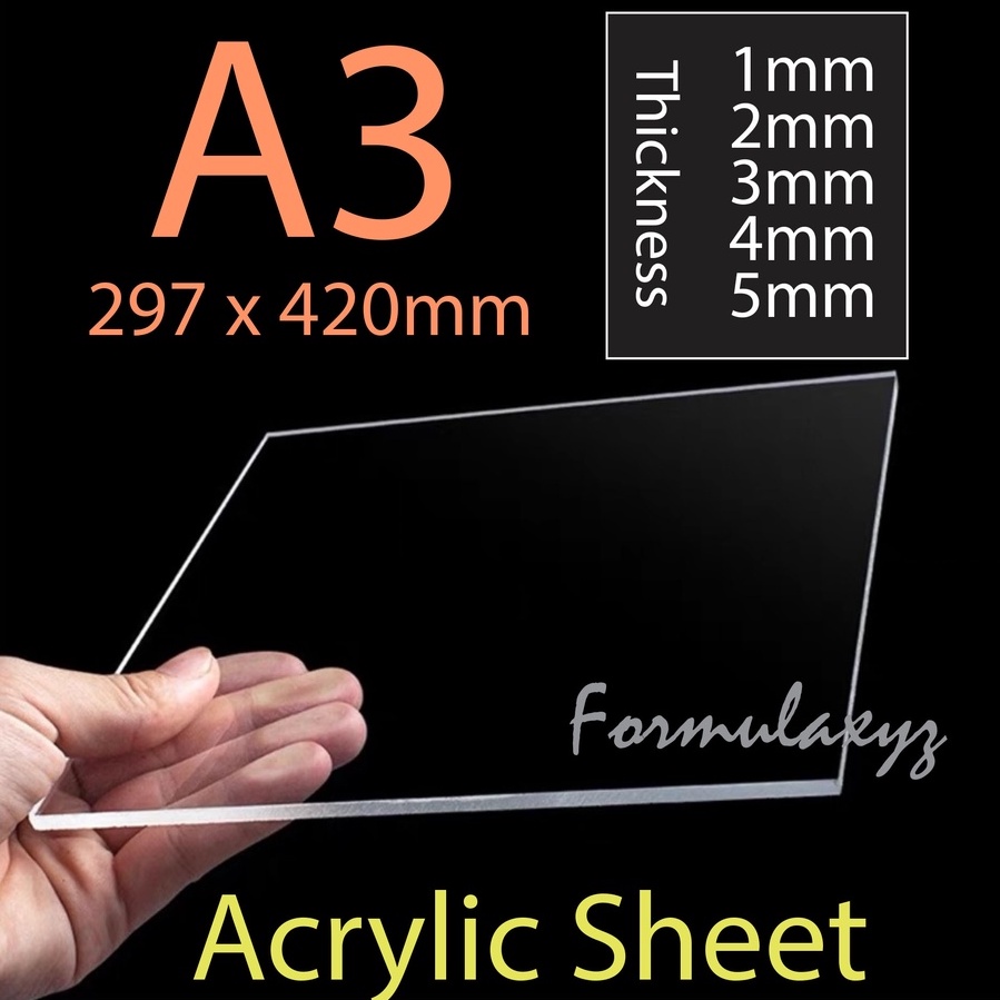 Acrylic Sheet Clear/Perspex A3 size 1mm/2mm/3mm/4mm/5mm Shopee Malaysia