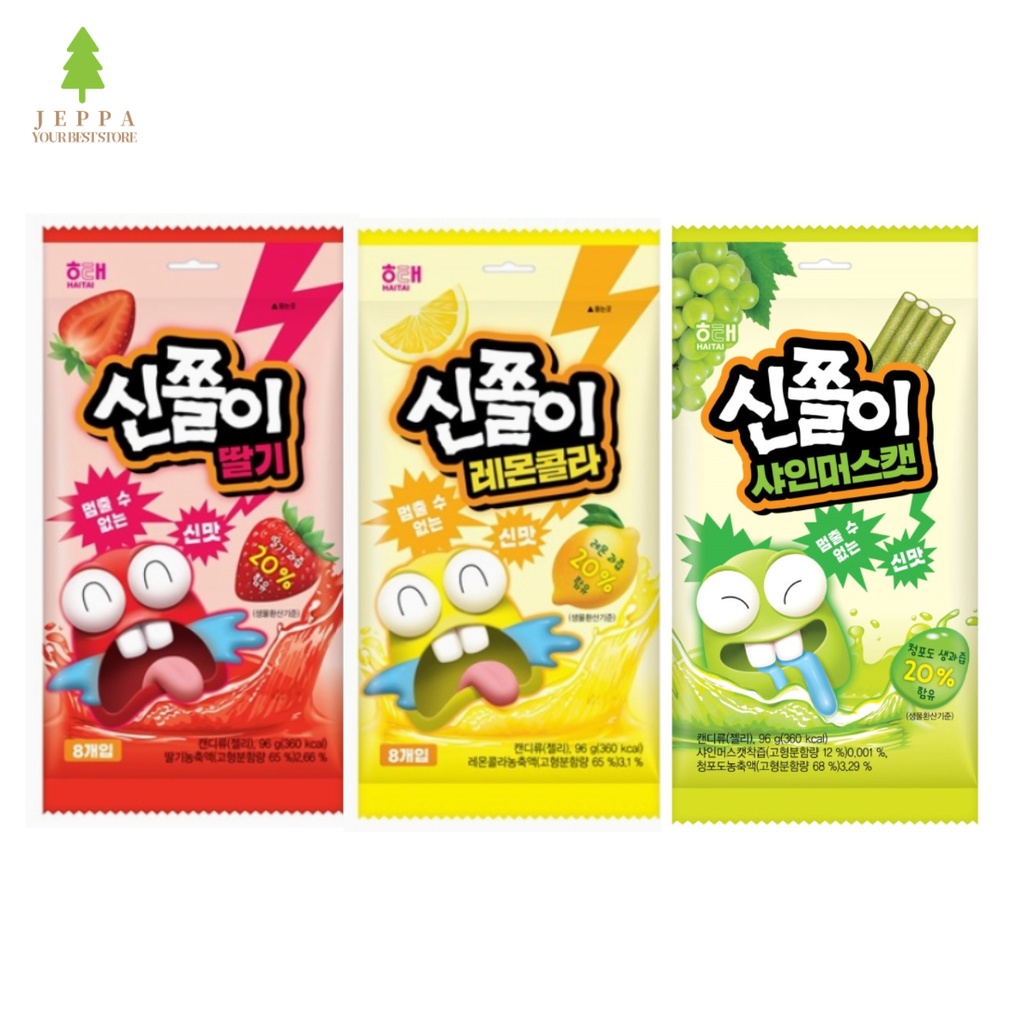 Haitai Sour Chewy Gummy Candy 96g 3type Korean Fruit Jelly Lemon Cola
