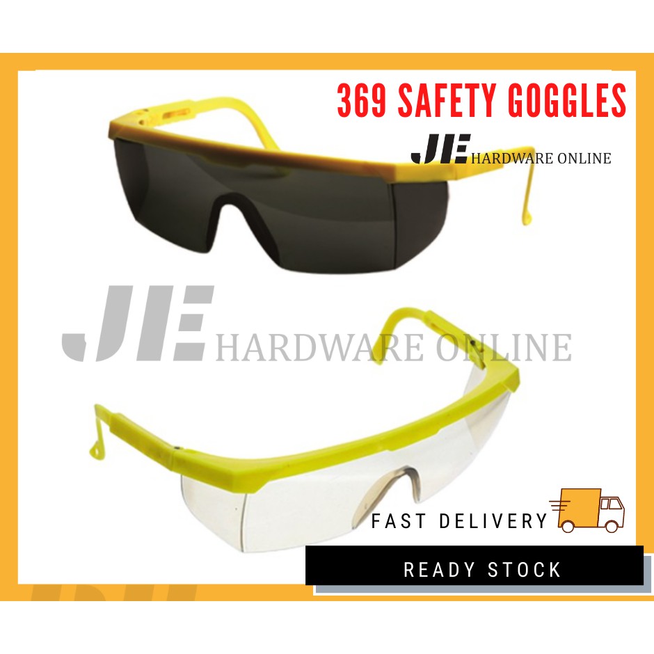 Ready Stock Eye Protection Safety Google Eyewear Yellow Frame Safety Goggle Cermin Mata Keselamatan Clear Black