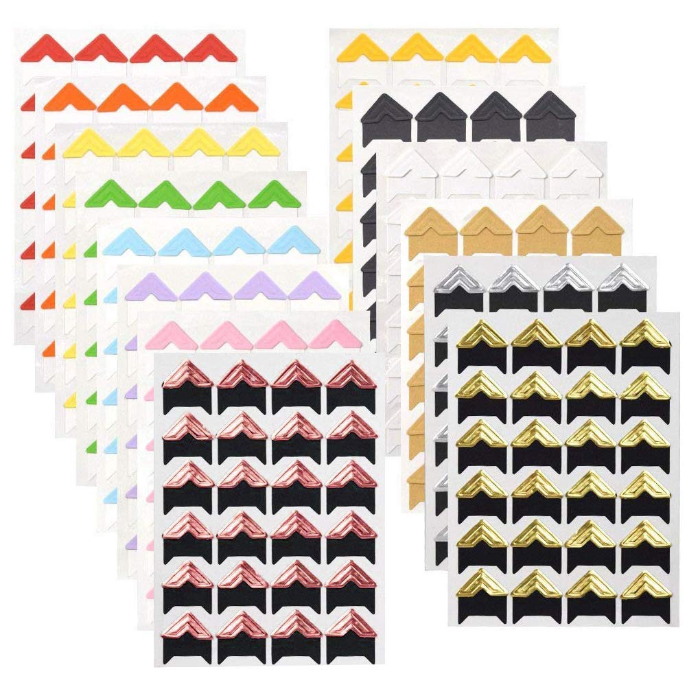 Eokeey Photo Corners，660 Pcs Self Adhesive Scrap Book Sticking Accessories with Rainbow Stickers Craft Mounting Photo Wall Stickers for Scrap Book Personal Journal DIY Picture Album 