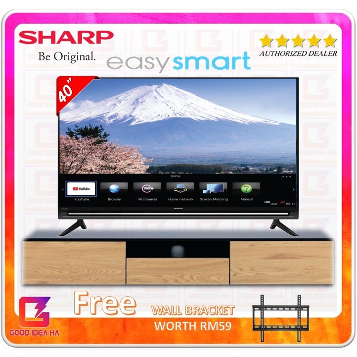 Free Bracket Sharp Aquos 40 Full Hd Easy Smart Led Tv Lc40s00x 2 Years Warranty Better Than Lc40sa5200x Ee Malaysia - Sharp 32 Inch Smart Tv Wall Bracket