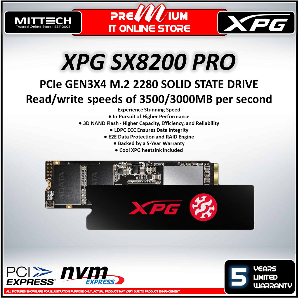 Buy Adata Xpg Sx00 Pro Nvme Pcie Gen3x4 M 2 2280 Solid State Drive 256gb 512gb 1tb 2tb Ssd Seetracker Malaysia