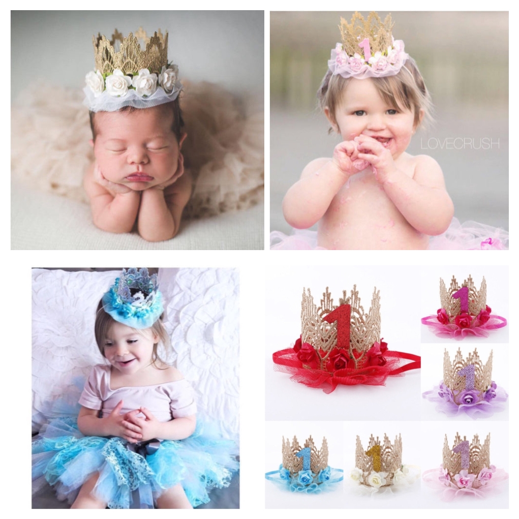 first birthday crown girl