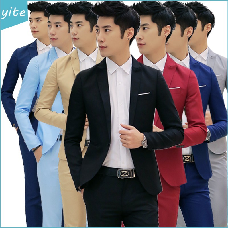 Men Blazer Suit Jacket Casual Formal  Business Long Sleeve Slim Fit Blazers