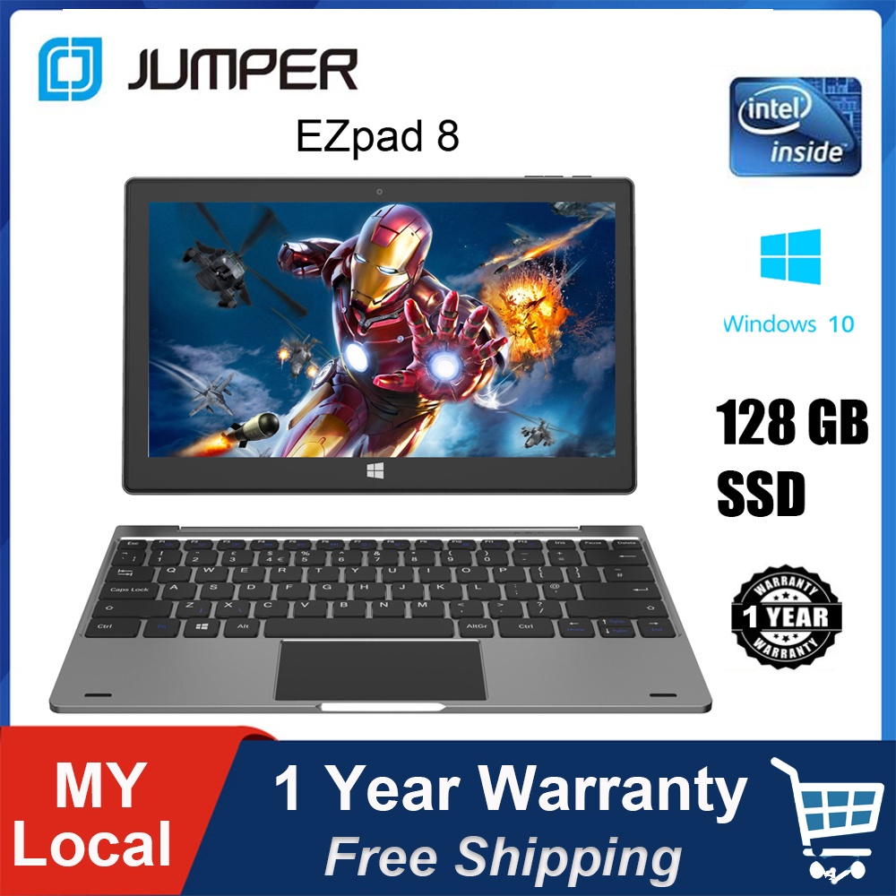 【1 Year Local Warranty】Jumper EZPad Pro 8 11.6 Inch Intel Quard Core 2 in 1 Laptops Tablets Notebook Murah 128GB SSD 6GB RAM Computer Touchscreen Notebook Pad with Webcam for School Office Student Bus