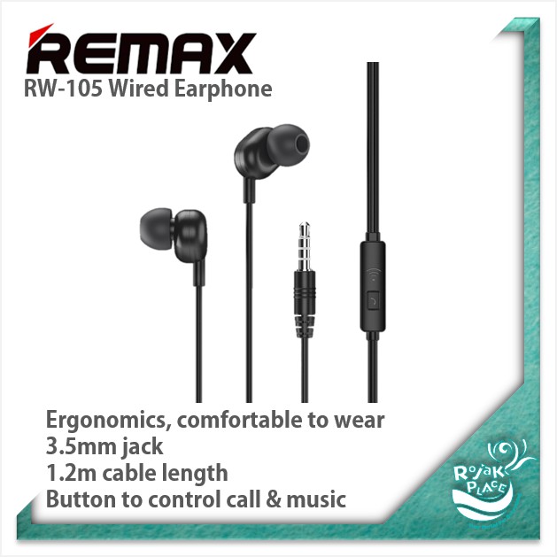 Remax RW105 RW106 Wired Earphone for Calls and Music on Phone and